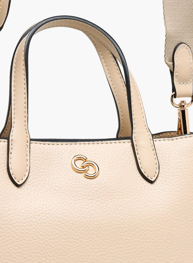 Celeste Textured Tote Bag with Detachable Strap and Button Closure