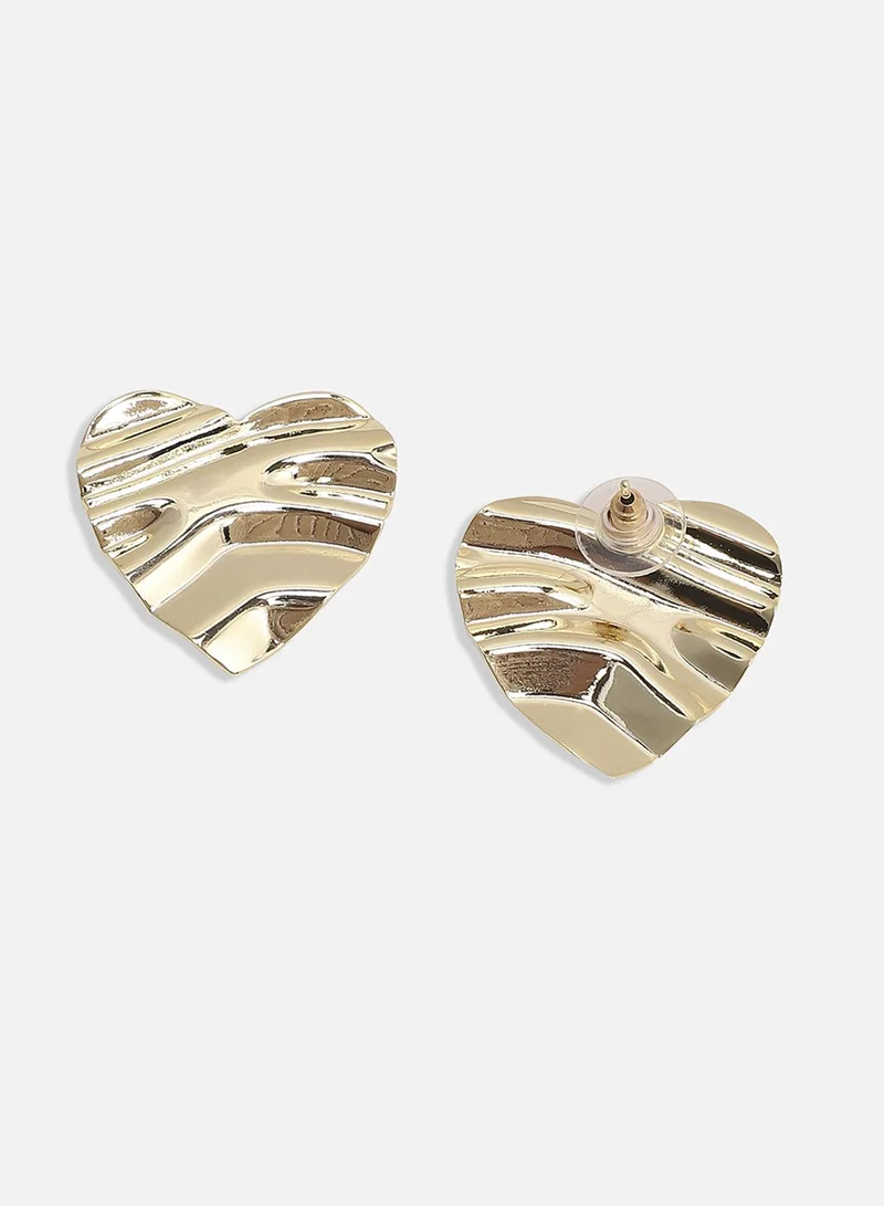 SOHI Minimal Dented Heart Artificial Stud Earring Jewellery