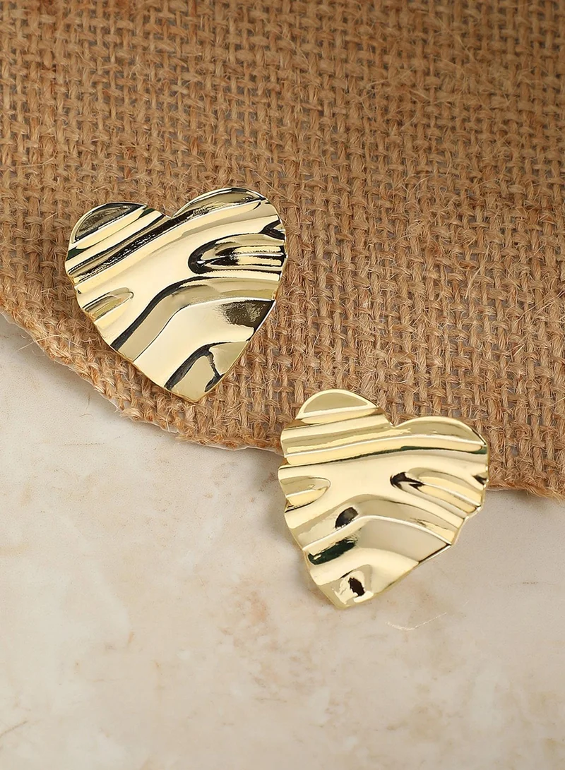 SOHI Minimal Dented Heart Artificial Stud Earring Jewellery