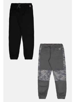 Kids Boy 2 Pcs Sportswear Fit Outdoor Sweatants, Black