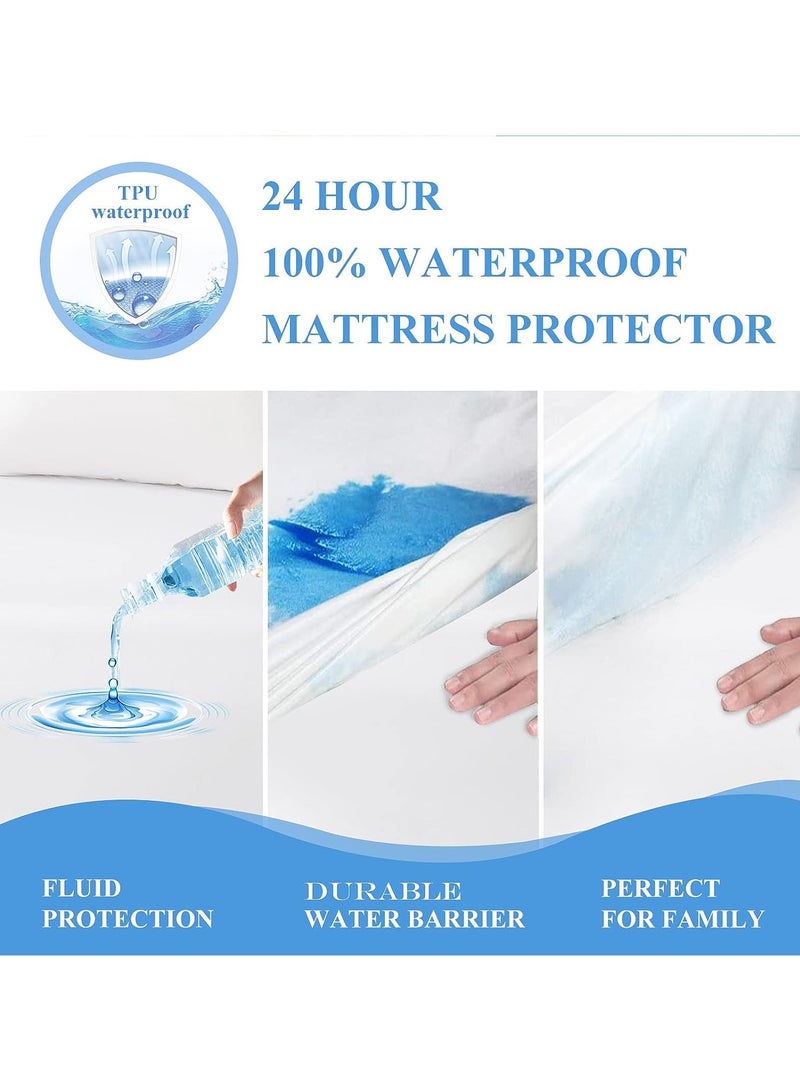 2 Pack 100% Waterproof Mattress Pad Protector,Breathable Quilted Mattress Cover,Breathable Mattress Protector,Soft Breathable Mattress Pad Cover,Dust Proof Mattress Protector (White-180cm*220cm) - Image 3