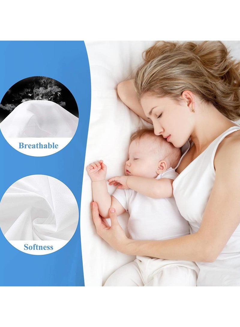 2 Pack 100% Waterproof Mattress Pad Protector,Breathable Quilted Mattress Cover,Breathable Mattress Protector,Soft Breathable Mattress Pad Cover,Dust Proof Mattress Protector (White-180cm*220cm) - Image 4