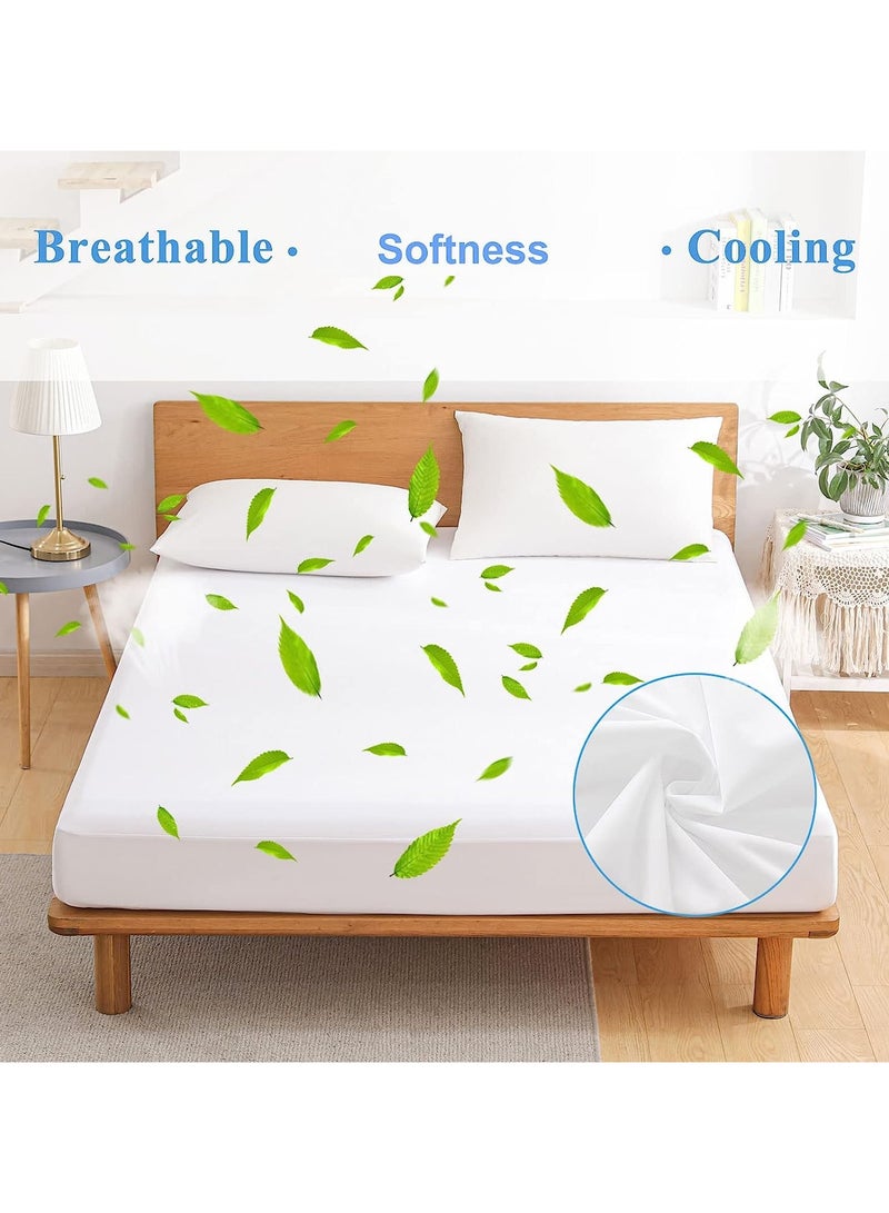 2 Pack 100% Waterproof Mattress Pad Protector,Breathable Quilted Mattress Cover,Breathable Mattress Protector,Soft Breathable Mattress Pad Cover,Dust Proof Mattress Protector (White-180cm*220cm) - Image 5