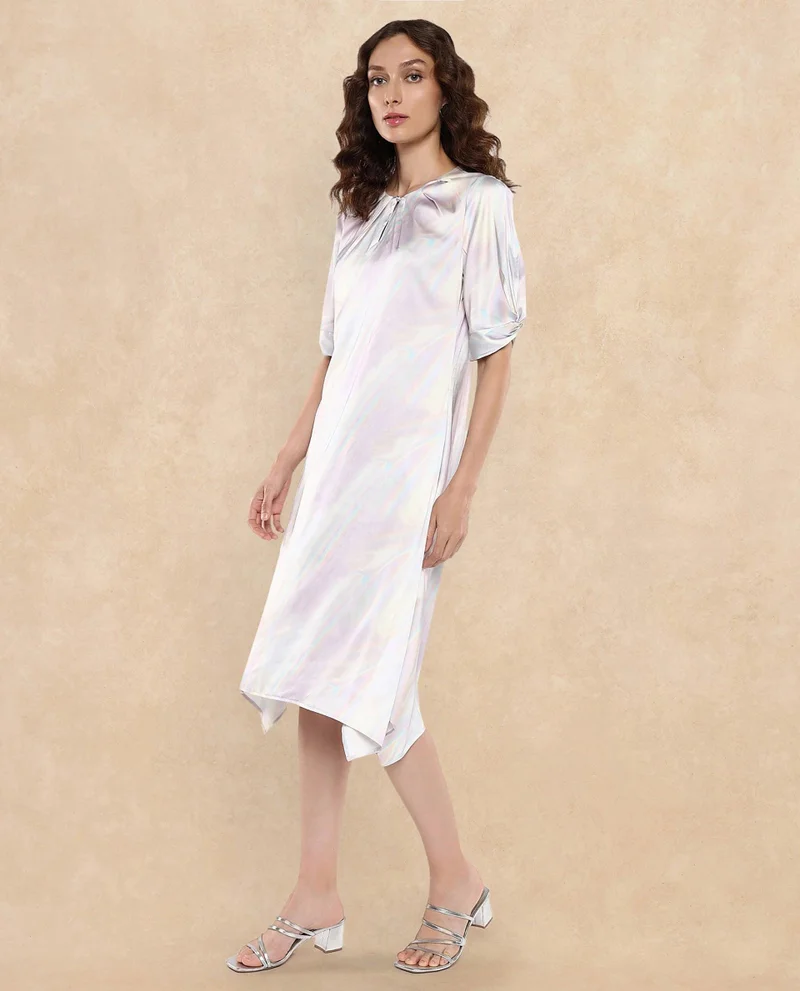 Rareism Women's Balloon Sleeve  Midi Dress