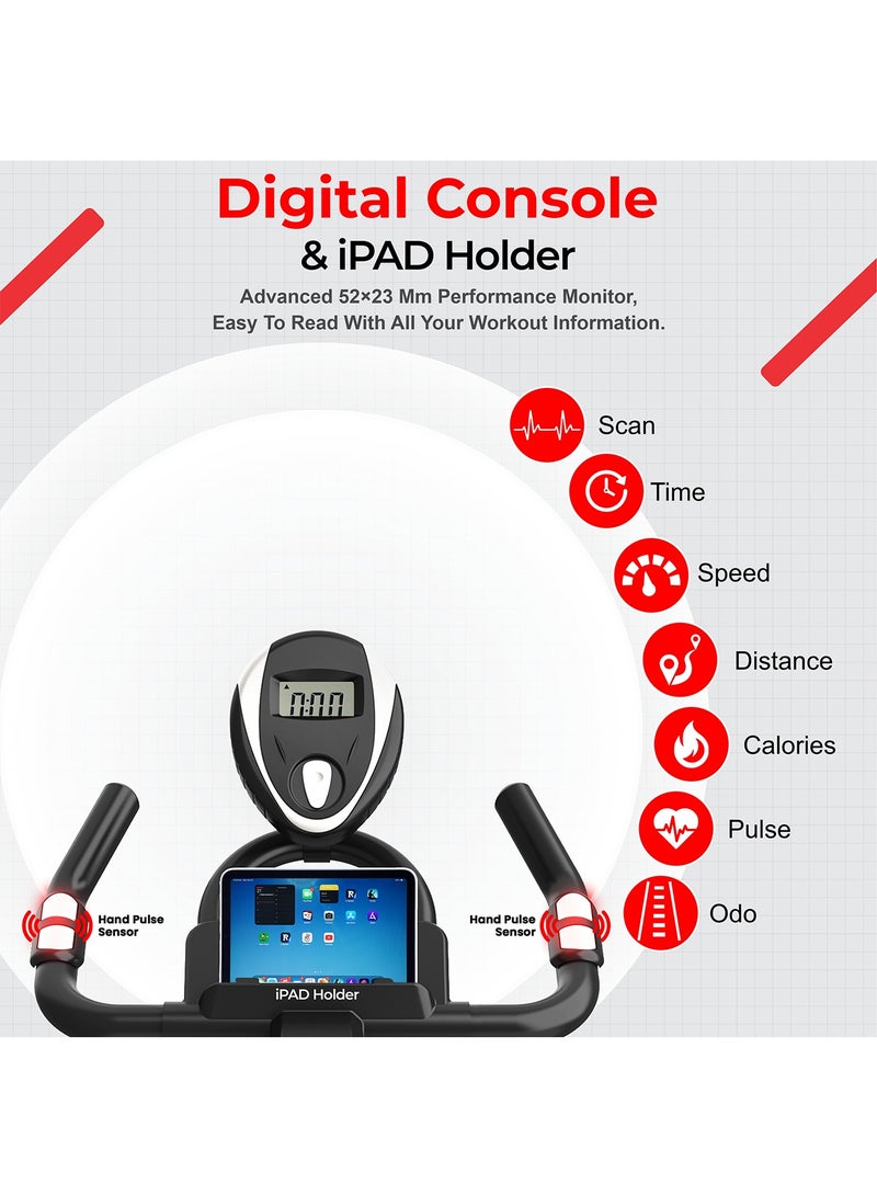 Sparnod Fitness SSB-08N Spin Bike Exercise Cycle for Home Gym with 8kg Flywheel, LED Display, Pulse Sensor, Adjustable Resistance, Silent Belt Drive, 4-way Adjustable Cushioned Seat and 2-way Handlebar - Image 3