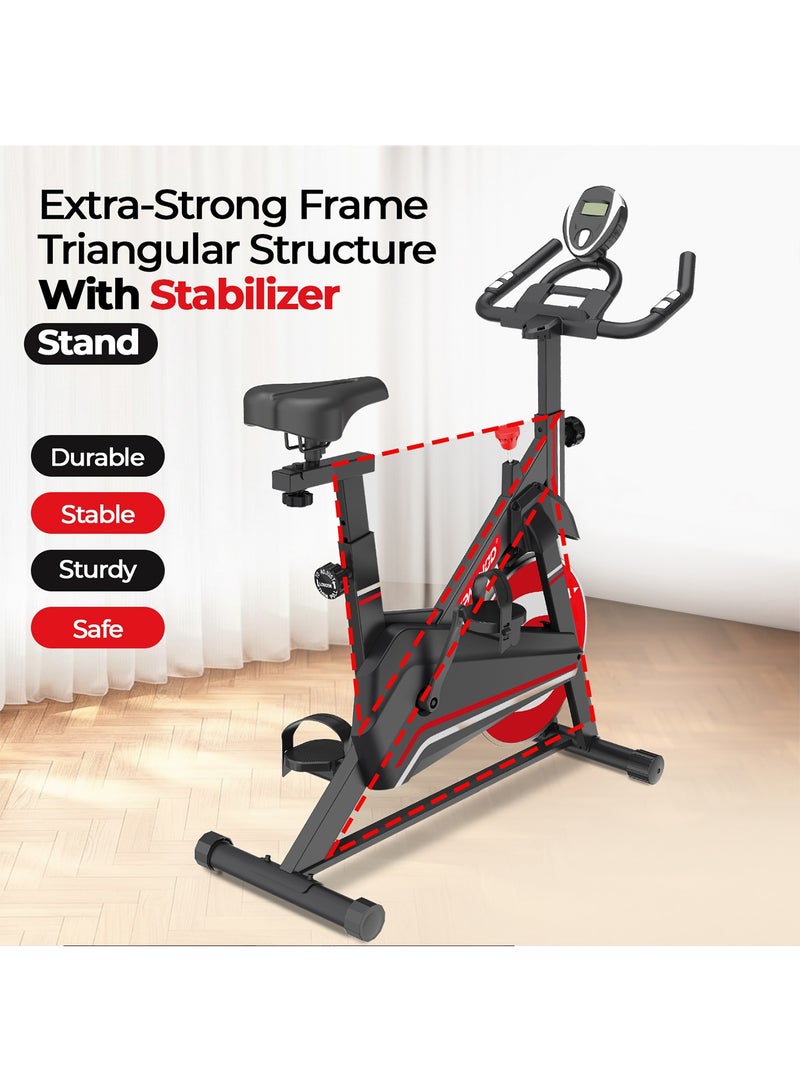 Sparnod Fitness SSB-08N Spin Bike Exercise Cycle for Home Gym with 8kg Flywheel, LED Display, Pulse Sensor, Adjustable Resistance, Silent Belt Drive, 4-way Adjustable Cushioned Seat and 2-way Handlebar - Image 4