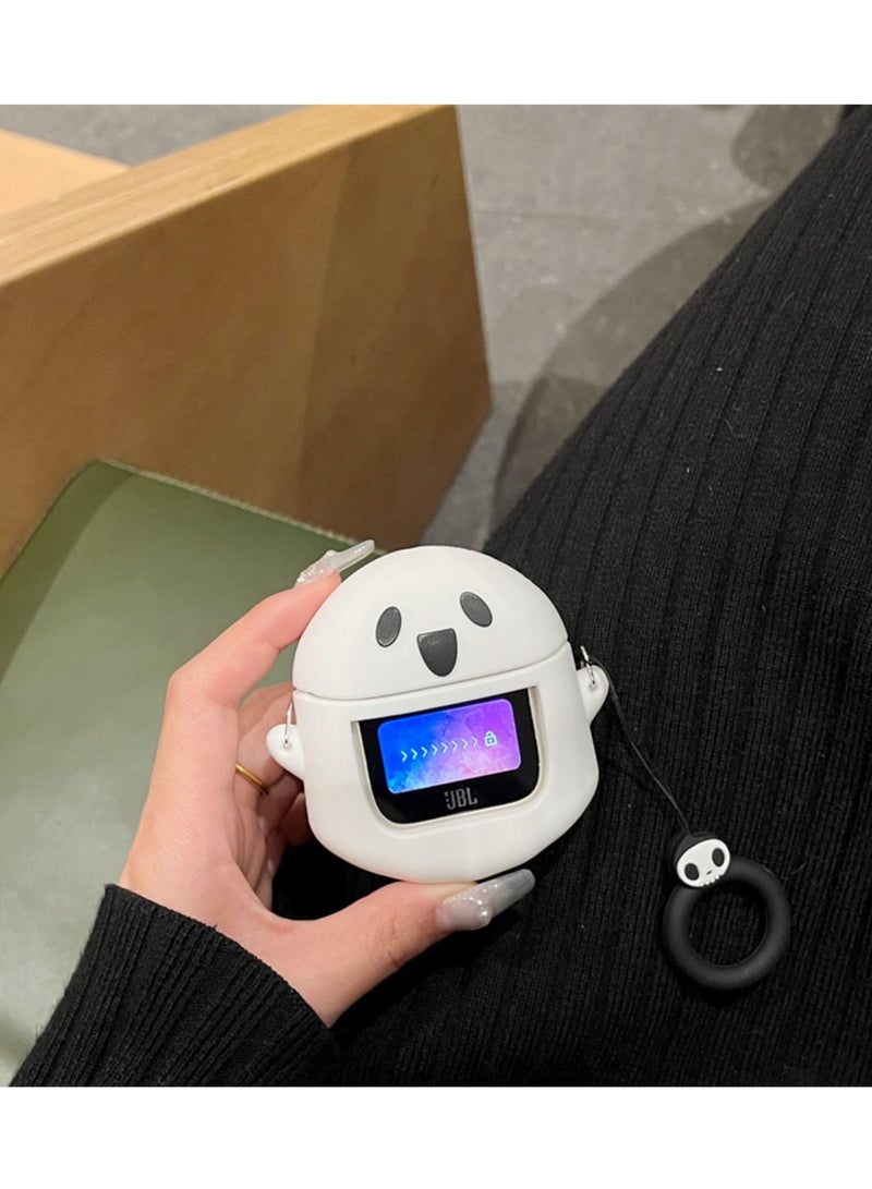 SYOSI Case Compatible with JBL Tour Pro 2 Earbuds 3D Kawaii Cartoon Ghost Durable Protection Case Ultra thin soft Cover with Carabiner Anti Lost Ring Cleaning Tools for Boys Girls Womens Mens - Image 2