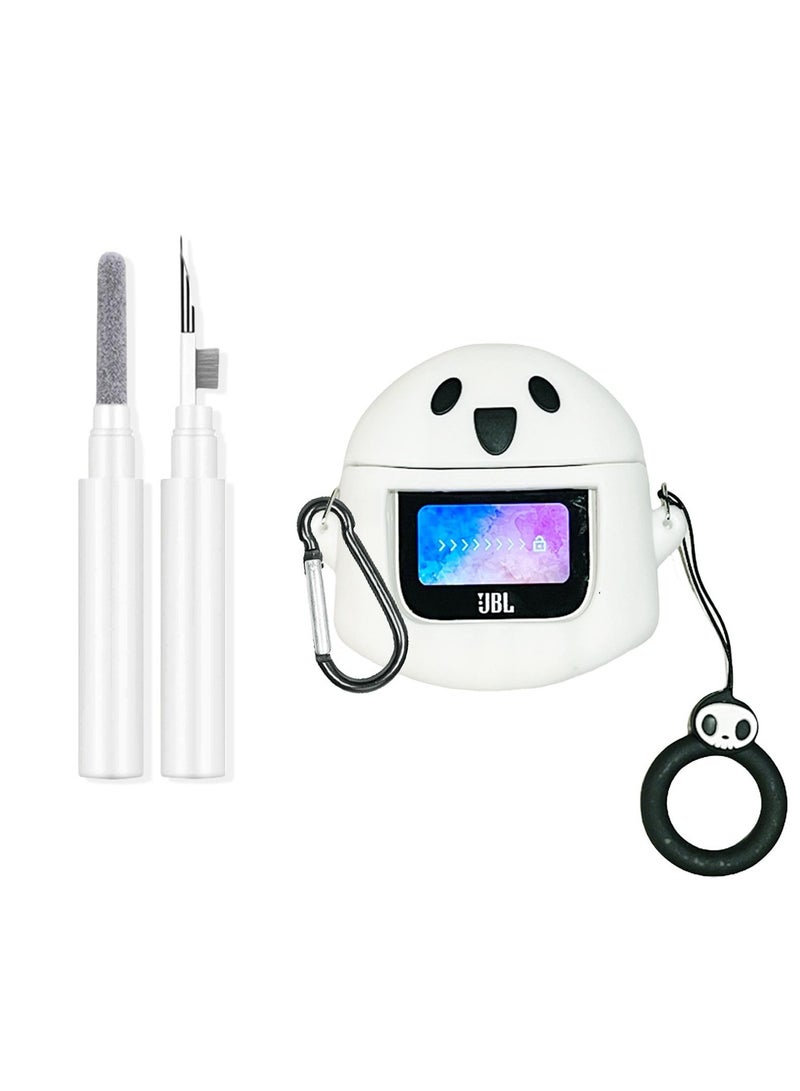 SYOSI Case Compatible with JBL Tour Pro 2 Earbuds 3D Kawaii Cartoon Ghost Durable Protection Case Ultra thin soft Cover with Carabiner Anti Lost Ring Cleaning Tools for Boys Girls Womens Mens - Image 1