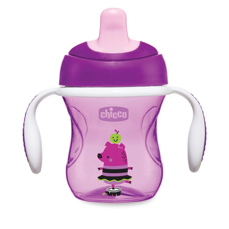 Chicco Baby Training Sippy Cup for 6+ months, 200ml | Semi Soft Bite-Resistant Spout | Spill Proof | Easy Grip | BPA Free Material (Pink) - Image 2