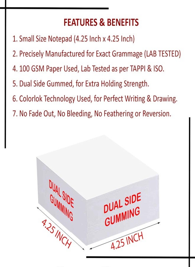 PG Creations Memo Size, Pack of 2 Pads, Unruled Desk Notepads, 100 Gsm Blank Plain Paper Pad, 400 Sheets Per Pad, Small Writing Pads for Desk & Office, 4.25x4.25 Inch, White - Image 2