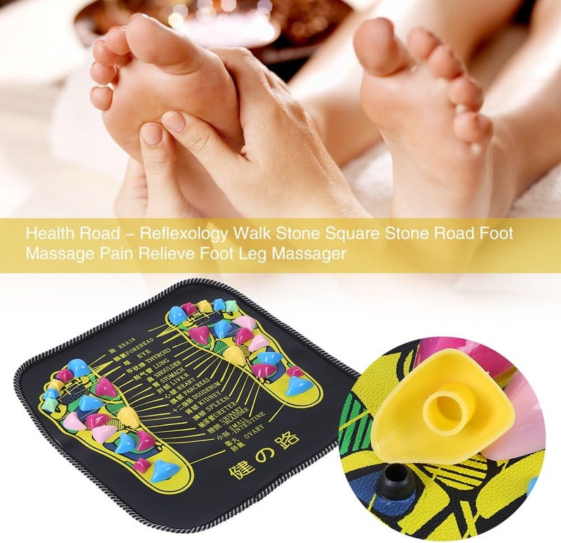 Cimenn Stone Pathway Mat Reflexology Foot Massage Mat Black Walking Massage Mat for Pain Relief Stress Relief - Image 2