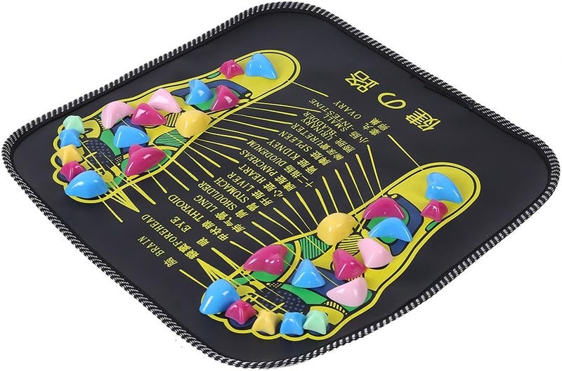 Cimenn Stone Pathway Mat Reflexology Foot Massage Mat Black Walking Massage Mat for Pain Relief Stress Relief - Image 1