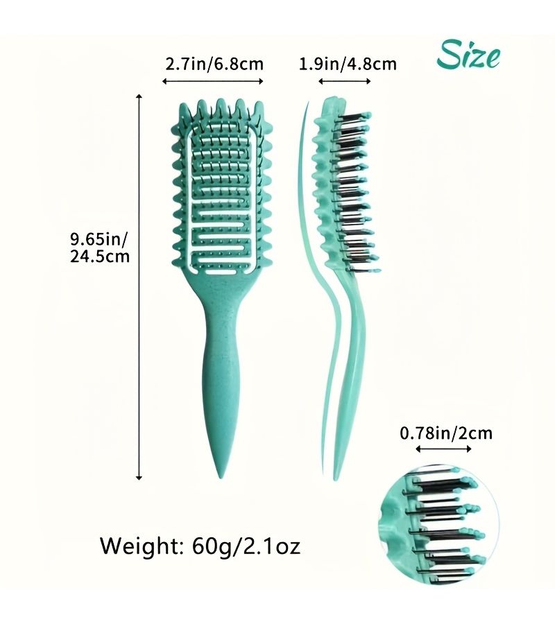 1 Curling Brush Portable Hollow Comb With Nylon Bristles And ABS Handle In Pink For All Hair Types Smoothing Shaping Detangling Styling Tool - Image 4