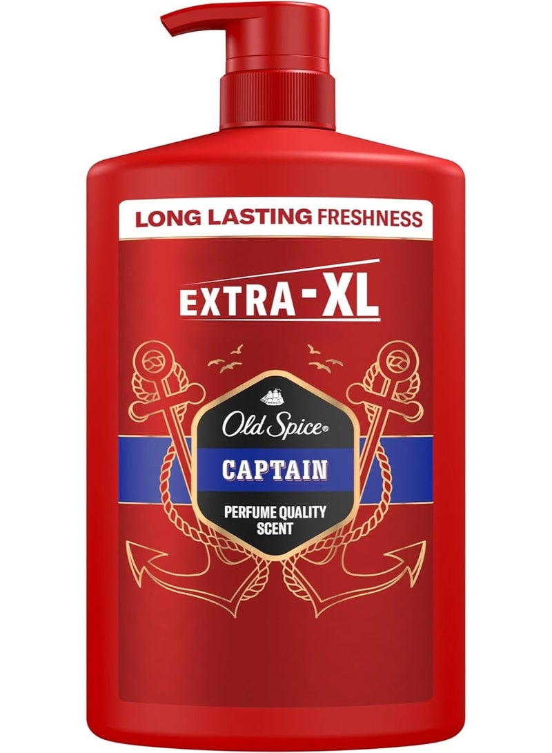 أولد سبايس كابتن 3 في 1 جل استحمام وشامبو للرجال، رائحة منعشة تدوم طويلاً، تنظيف عميق للشعر والوجه والجسم، شعور لطيف على البشرة 1 لتر. - Image 1
