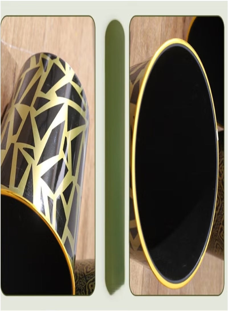 Huitich Black Plastic Trash Can – 26×24.5 cm with Gold-Edged Pattern | Elegant, Compact & Durable - Image 5