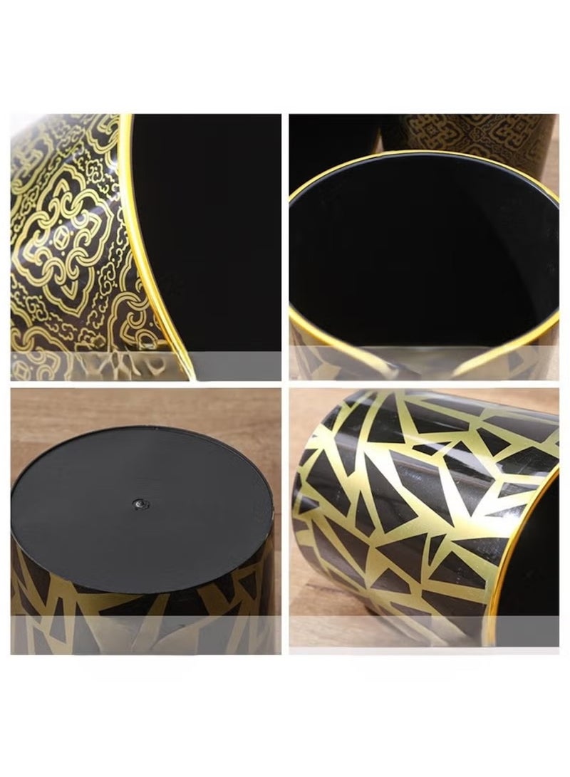 Huitich Black Plastic Trash Can – 26×24.5 cm with Gold-Edged Pattern | Elegant, Compact & Durable - Image 3