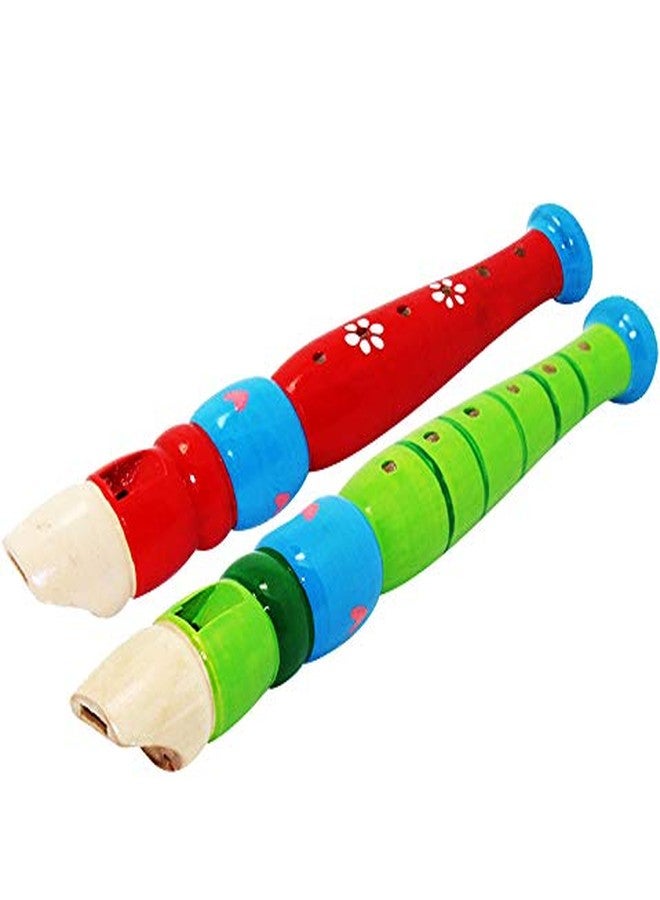 Sealive 2 pcs Small Wooden Recorders for Toddlers, Colorful Piccolo Flute for Kids,Learning Rhythm Musical Instrument,Sealive Baby Early Education Music Sound Toys for Autism or Preschool Child (Random Color) - Image 1