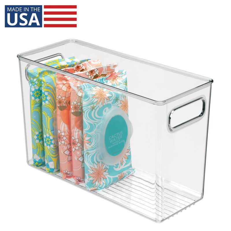 iDesign Slim Clear Plastic Bathroom Storage Bin, Tall Narrow Organizer for Lotions, Creams, and Toiletries - Image 2