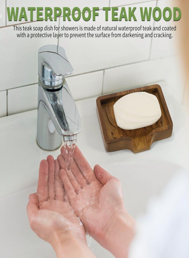 DEBETOOL 2Pack Wood Soap Dish - Natural Wooden Bar Soap Holder with Drain Spout Fast Drying for Shower & Kitchen Sink, Bathroom Sponge Holder with Tray（Waterproof） - Image 5