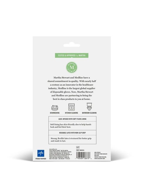 Medline Aloe-Infused Cleaning Gloves |Reusable Latex Gloves for Household Cleaning | Flocklined Cleaning Gloves | Slip-Resistant Dishwashing Gloves |S/M, Green, 1 Pair (Pack of 3)