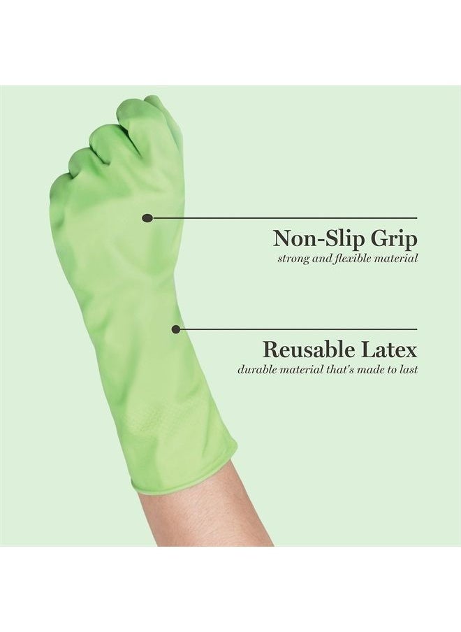 Martha stewart - Medline Aloe-Infused Cleaning Gloves |Reusable Latex Gloves for Household Cleaning | Flocklined Cleaning Gloves | Slip-Resistant Dishwashing Gloves |S/M, Green, 1 Pair (Pack of 3) - Image 1
