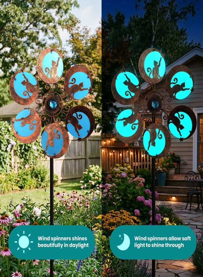 VUFOZ Wind Spinners Outdoor for Yard & Garden - 10x54 Metal Wind Spinner with Reflective Acrylic Gem, Single Layer Yard Spinner, Outdoor Decorations with Soft Nighttime Light for Lawn & Patio - Image 2