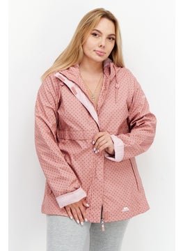 Trespass Women Hooded Long Sleeves Polka Rain Jacket, Dusty Rose  - Image 1