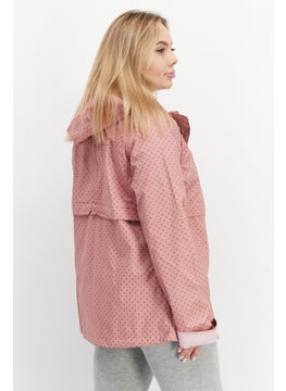 Trespass Women Hooded Long Sleeves Polka Rain Jacket, Dusty Rose  - Image 2