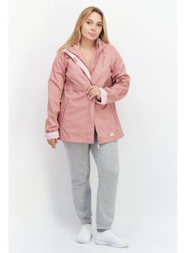 Trespass Women Hooded Long Sleeves Polka Rain Jacket, Dusty Rose  - Image 4