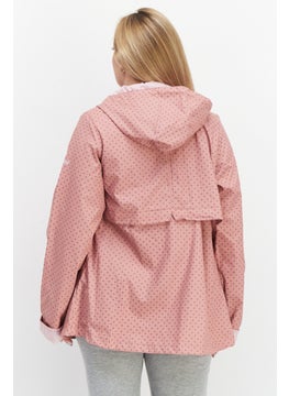 Trespass Women Hooded Long Sleeves Polka Rain Jacket, Dusty Rose  - Image 3