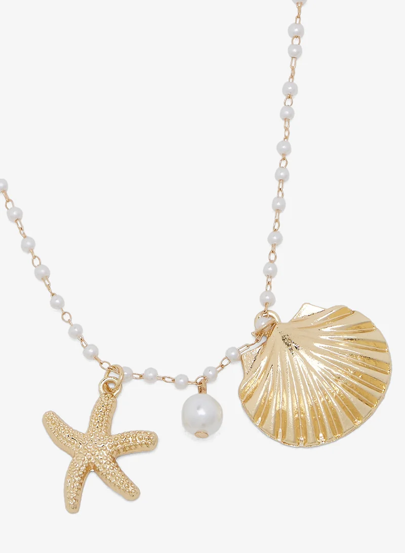 ELLA Gold Charm Beaded Necklace