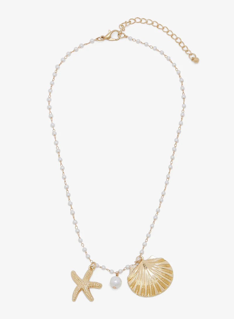 ELLA Gold Charm Beaded Necklace