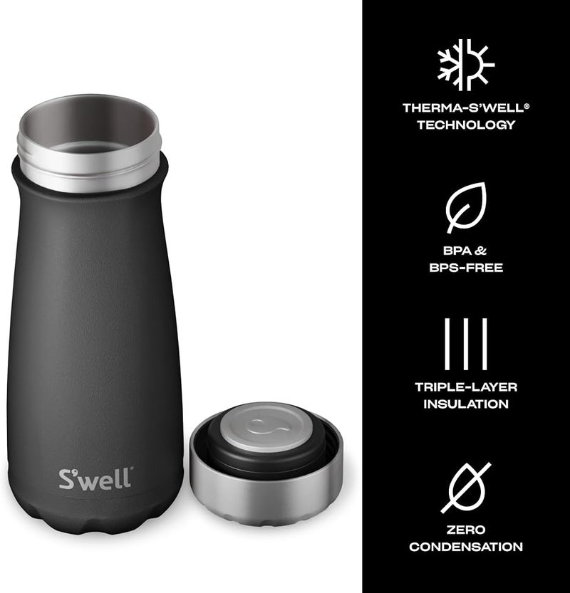 S'well 10316-B17-00401 Stainless Steel Travel Mug, 16oz, Onyx - Image 2