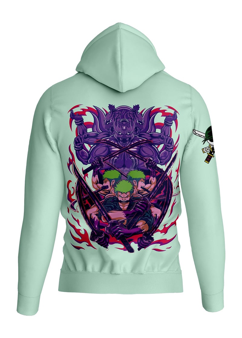 crazymonk Ronozoro One Piece Anime Cotton Hooded Neck Regular Fit Unisex-Adult Hoodie - Mint, L - Image 2