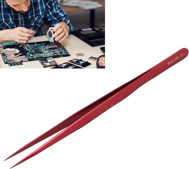 Red Antimagnetic Tweezers Aluminum Alloy Portable for Cell Phone Watch Welding Tools - Image 5