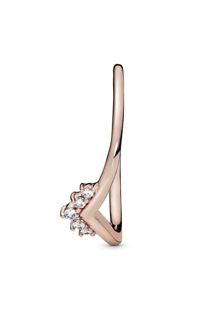 PANDORA Tiara Wishbone 14K Rose Gold-Plated Ring with Clear Cubic Zirconia - Image 3