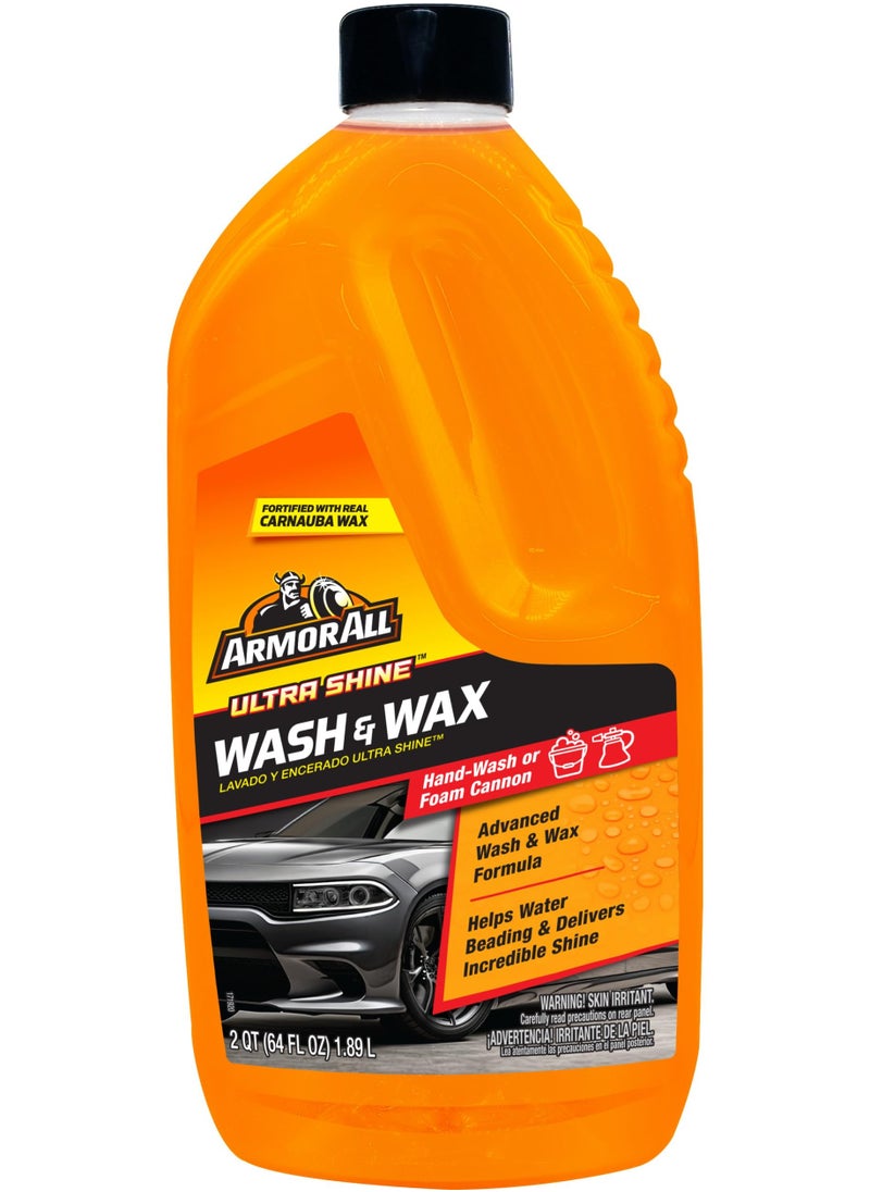 ARMOR ALL Armor All Ultra Shine Car Wash and Wax High Foaming Formula for Hand Wash & Foam Cannon Cleans, Shines & Protects Water Beading Effect Safe on All Finishes, 1.89L  - Image 1