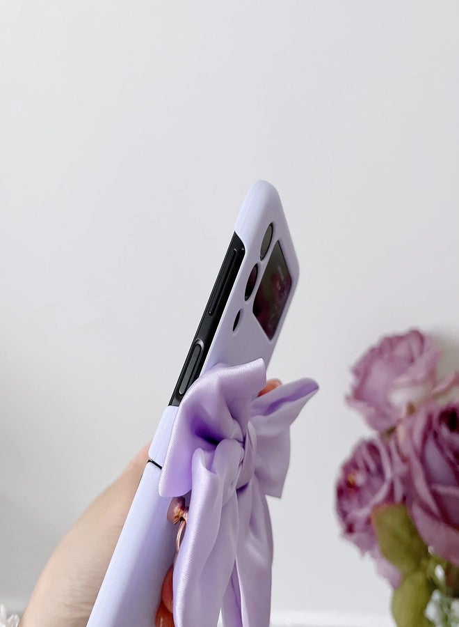 أوميو جراب Omio مصمم خصيصًا لهاتف سامسونج جالاكسي زد فليب 4، مزود بسوار معدني قابل للفصل، جراب أنيق للفتيات والسيدات، تصميم فاخر ثلاثي الأبعاد على شكل فيونكة، غطاء مقاوم للصدمات من البولي كربونات لهاتف جالاكسي زد فليب 4 5G باللون الأسود - Image 5