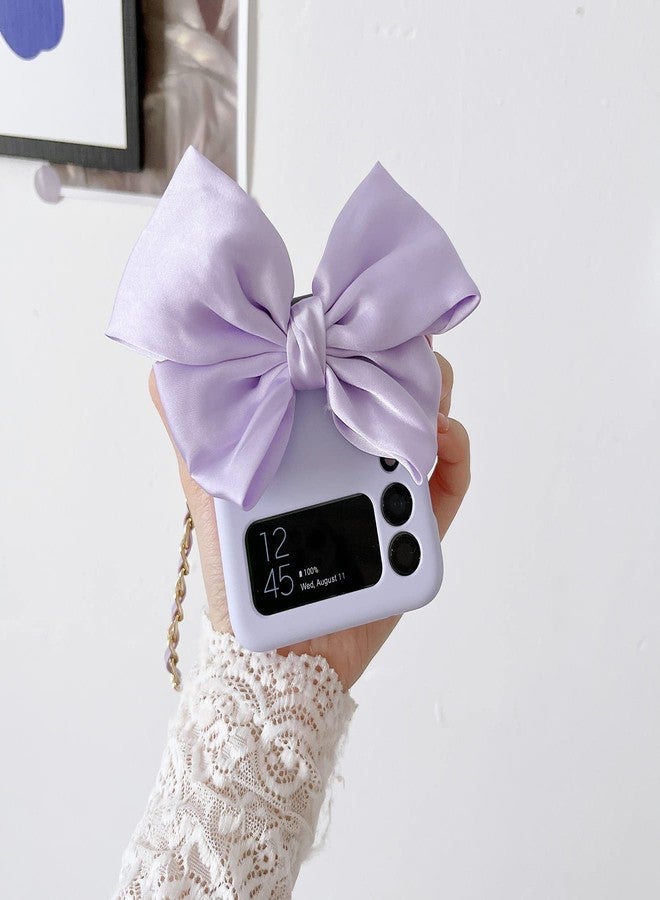 أوميو جراب Omio مصمم خصيصًا لهاتف سامسونج جالاكسي زد فليب 4، مزود بسوار معدني قابل للفصل، جراب أنيق للفتيات والسيدات، تصميم فاخر ثلاثي الأبعاد على شكل فيونكة، غطاء مقاوم للصدمات من البولي كربونات لهاتف جالاكسي زد فليب 4 5G باللون الأسود - Image 3