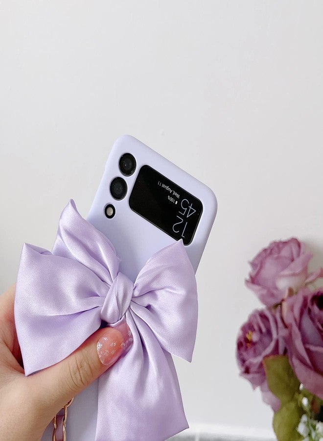 أوميو جراب Omio مصمم خصيصًا لهاتف سامسونج جالاكسي زد فليب 4، مزود بسوار معدني قابل للفصل، جراب أنيق للفتيات والسيدات، تصميم فاخر ثلاثي الأبعاد على شكل فيونكة، غطاء مقاوم للصدمات من البولي كربونات لهاتف جالاكسي زد فليب 4 5G باللون الأسود - Image 4