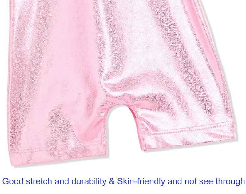 Domusgo Toddler Girls Gymnastics Leotards Size 1t 2t Sparkle Pink Biketard with Short - Image 5