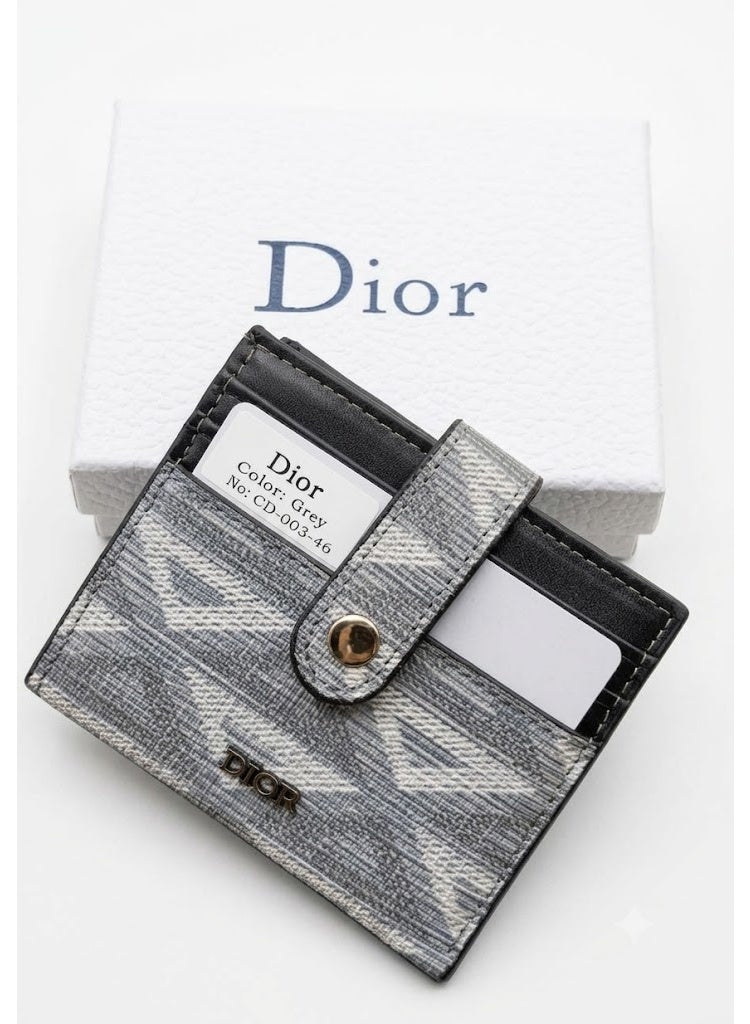 Dior Men's CD Canvas Slim Card Holder Wallet, Grey