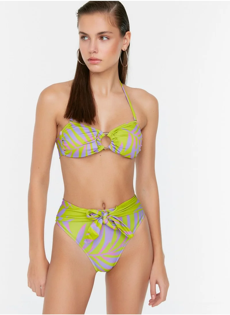 trendyol Knot Detail Printed Bikini Bottom