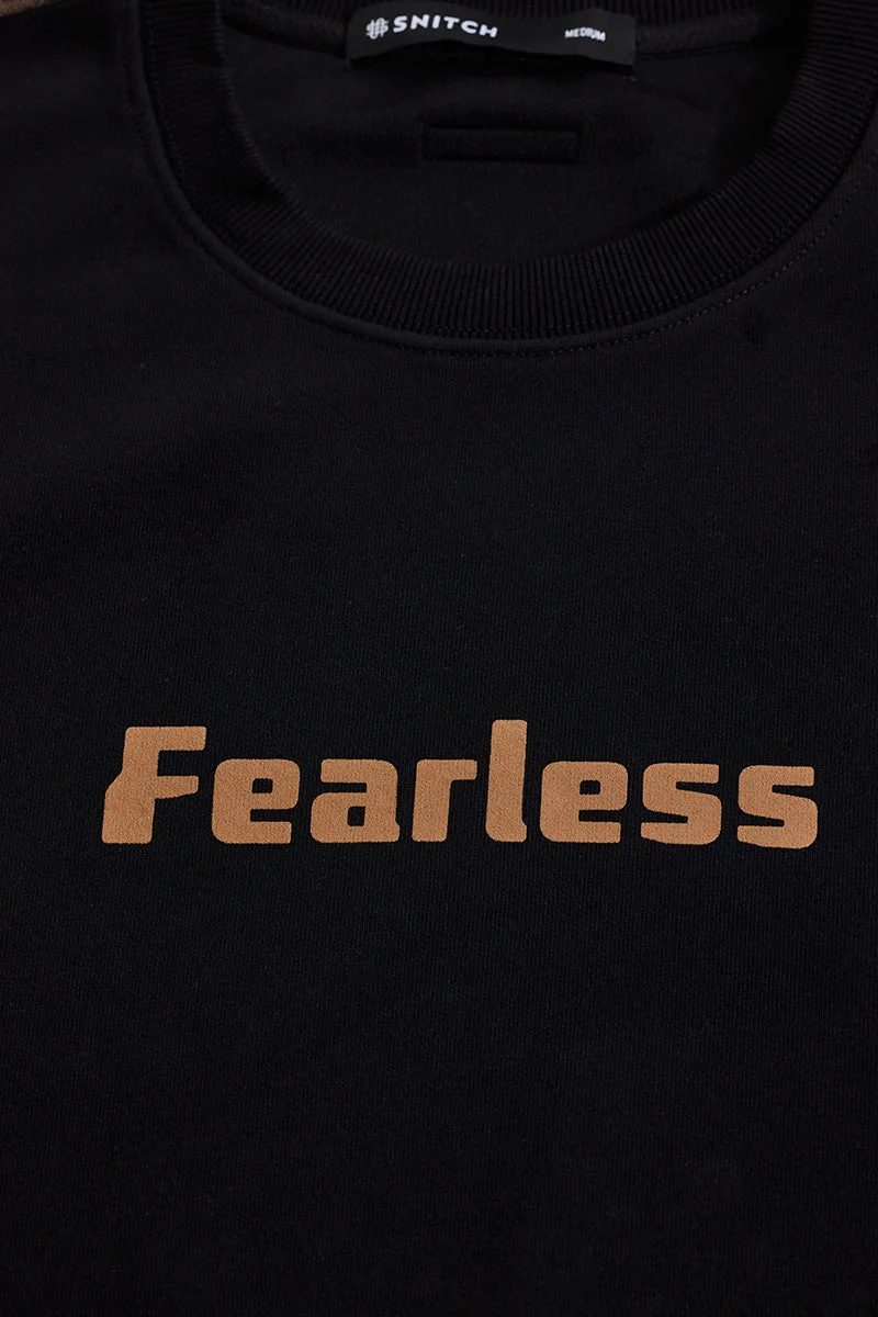 Snitch Black Fearless Relaxed Fit Sweatshirt for Men | Best Price UAE