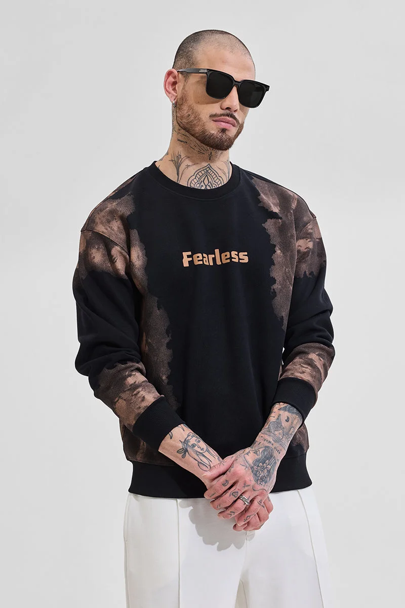 Snitch Black Fearless Relaxed Fit Sweatshirt for Men | Best Price UAE