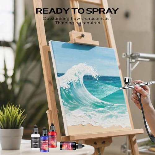 EKOHERR Airbrush Paint - 7 Colors Airbrush Paint Set with 1 Tinner, Plastic & Wood Acrylic Air brush Paint Kit Ready to Spray, Water-Based for Artists Beginners Hobbyist, 0.67 Fl Oz/20ml - Image 5