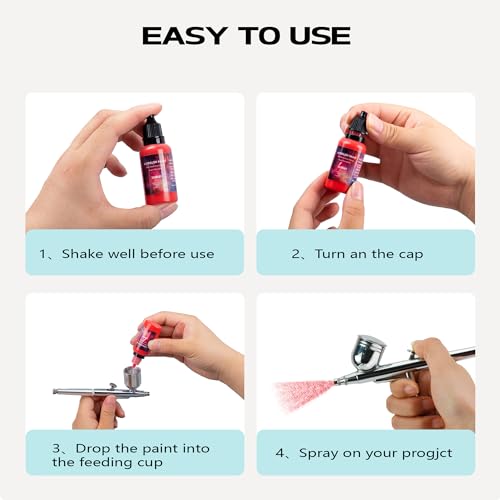 EKOHERR Airbrush Paint - 7 Colors Airbrush Paint Set with 1 Tinner, Plastic & Wood Acrylic Air brush Paint Kit Ready to Spray, Water-Based for Artists Beginners Hobbyist, 0.67 Fl Oz/20ml - Image 4