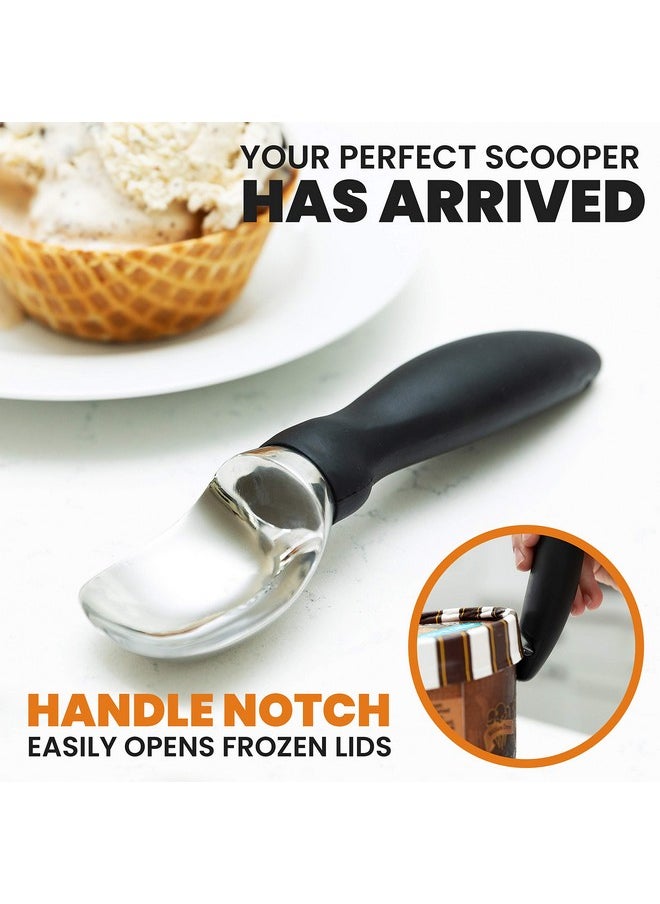 Spring Chef Spring Chef 18/8 Stainless Steel Ice Cream Scoop with Soft Grip Handle - Heavy Duty Ice Cream Scooper for Gelato, Sorbet, Cookie Dough, Melon, Sundae - Dishwasher Safe Kitchen Tool - Black  - Image 4