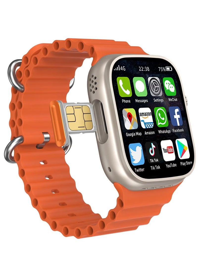 modio 4G Ultra Smart Watch with 2.2 Inch HD Display & SIM Support – Gold, Three Strap Sets for Men | Advanced Features, Fitness Tracking & Bluetooth Connectivity - Image 1