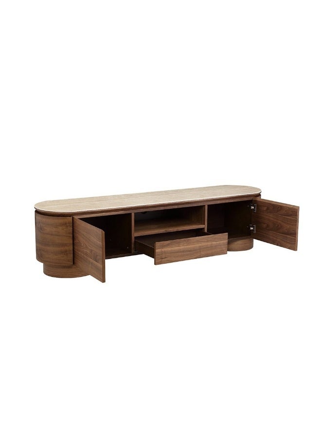 DANUBE HOME Austria Tv Unit Up To 75 Inches Tv Entertainment Modern Design Wall Unit Furniture Wooden Tv Stand For Living Room Bedroom- Tural Walnut  - Image 1